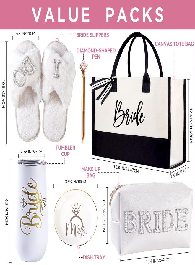 TrophyToast Bride Canvas Tote Bag for Bride, Bridal Shower Gifts, Bachelorette Party Decoration, Engagement, Honeymoon, Wedding Bag Tote with Pocket and Snap Button Closure - Image 4